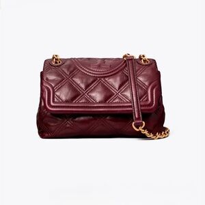 NWOT Tory Burch Leather Burgundy Quilted convertible Flemington Shoulder Bag